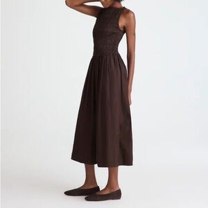 Madewell ‘The Melody’ Espresso Brown Smocked Midi Dress (NWOT)